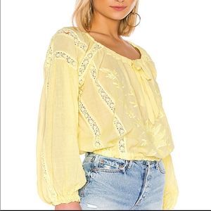 Free People Maria Maria Yellow Lace Top sz S